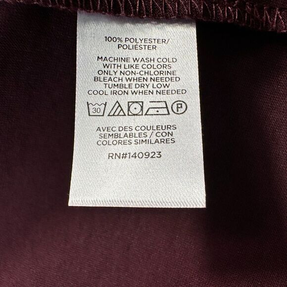 Loft Women Top Sz S Burgundy Silky Satin V-Neck Cap Sleeve - Picture 6 of 7
